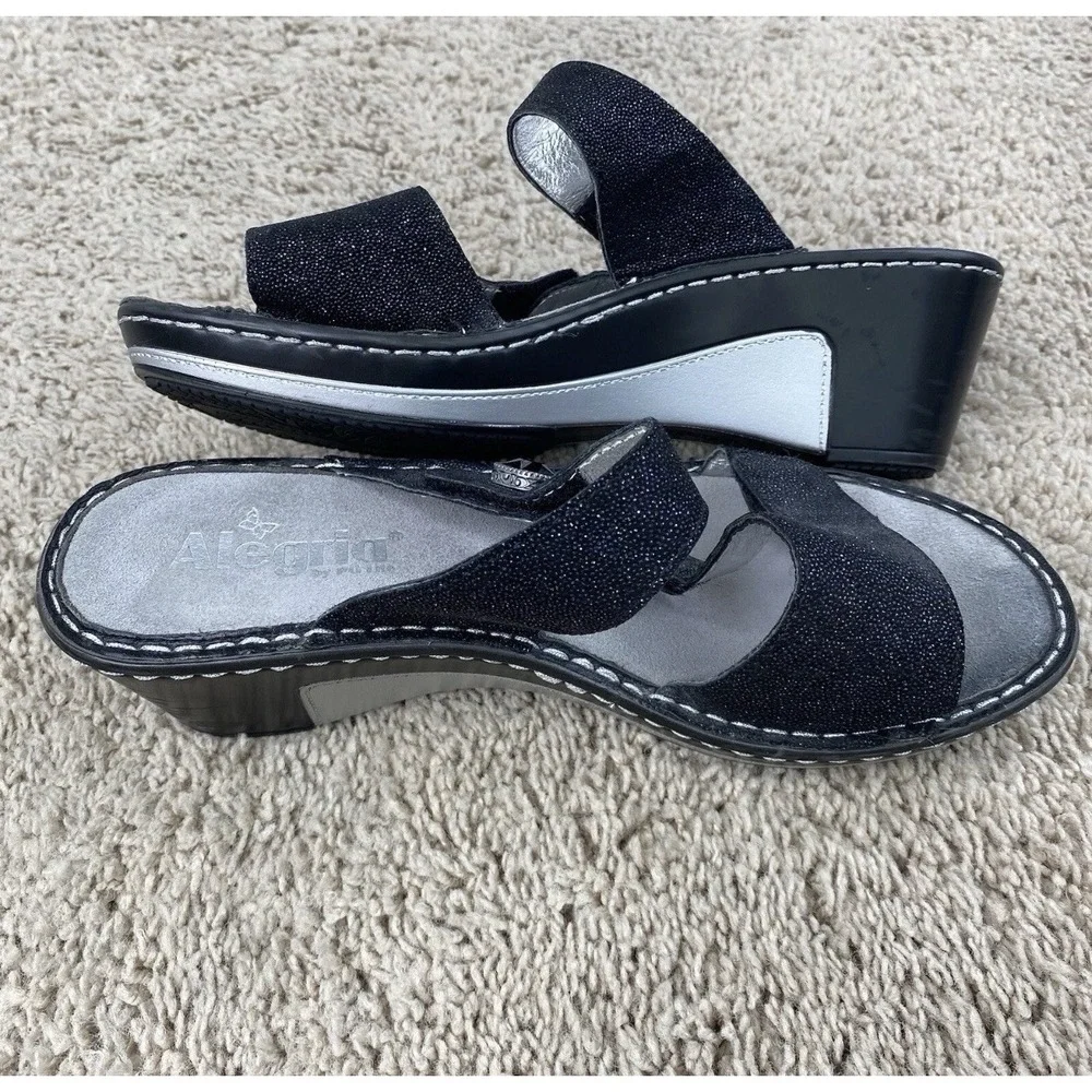 Alegria Loti Glitteroti Platform Sandals Size 38 Glitter Festive Slip‎ Resistant